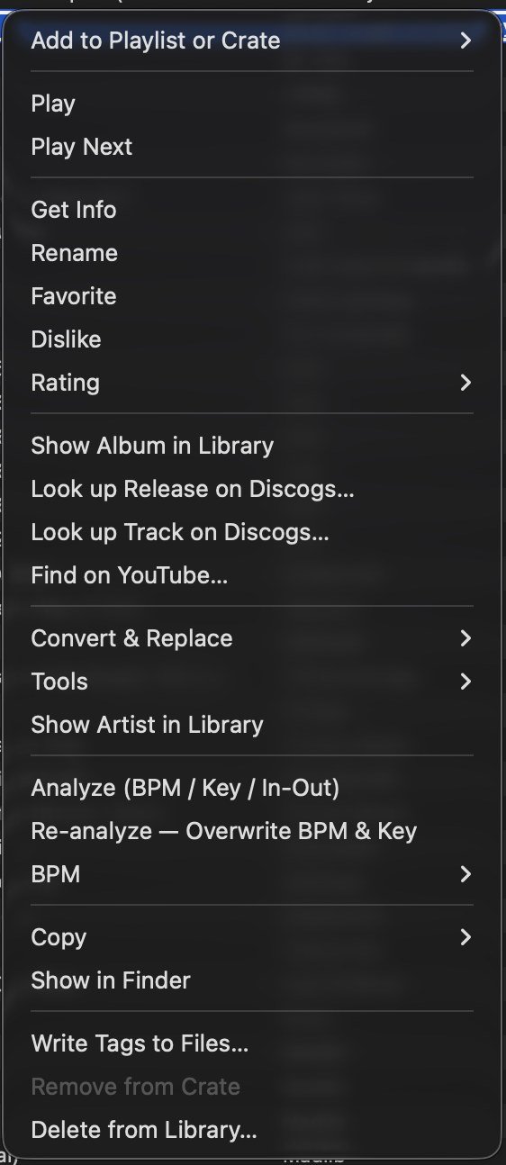 Right-click a track